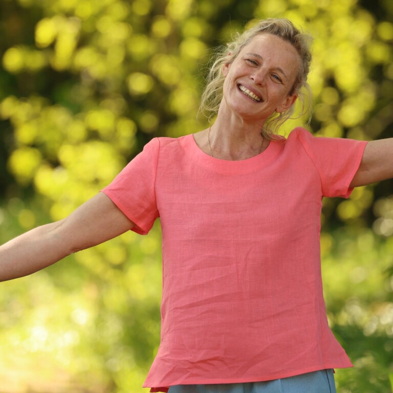 Quintessence - Blouse Emeline en lin rose corail – 3XL