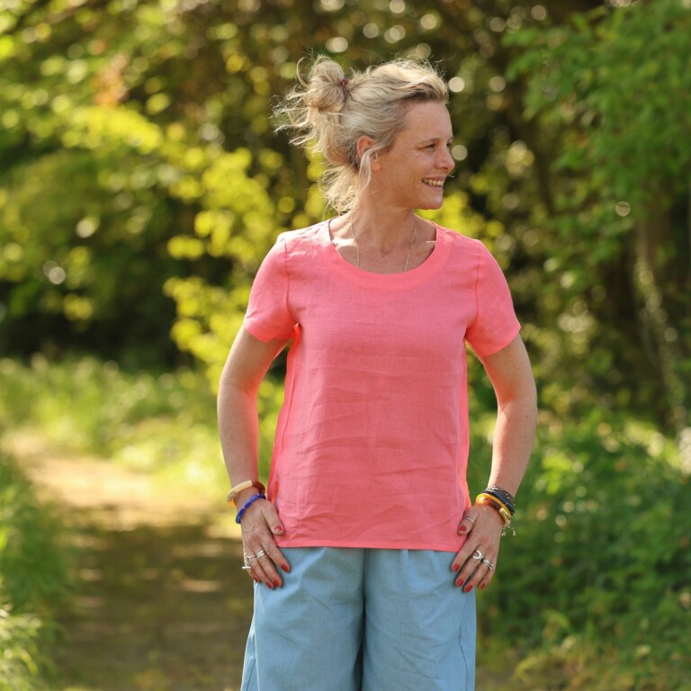 Quintessence - Blouse Emeline en lin rose corail – 3XL