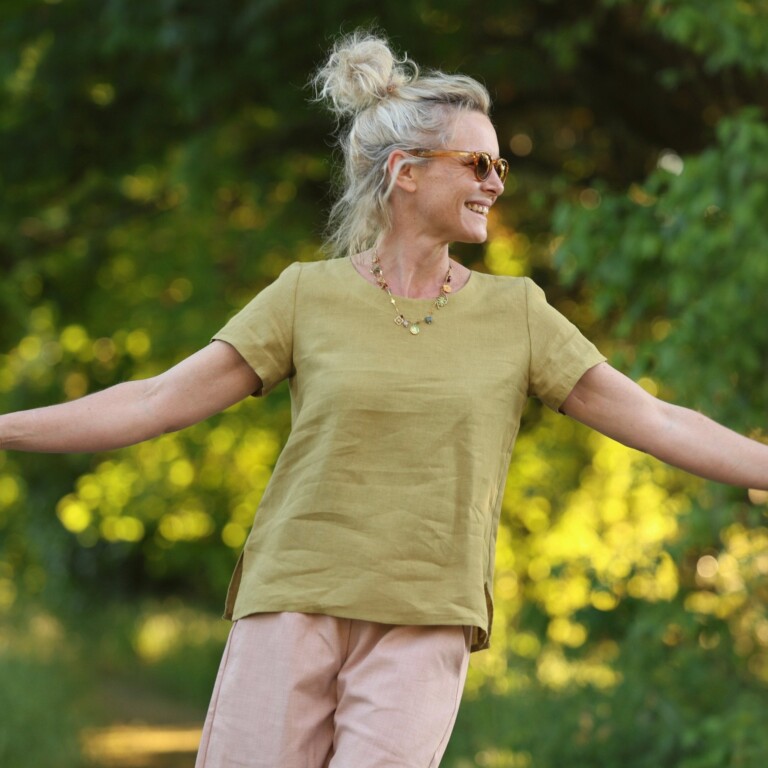blouse emeline en lin vert kiwi 1170554 Quintessence - Blouse Emeline en lin vert kiwi – 3XL