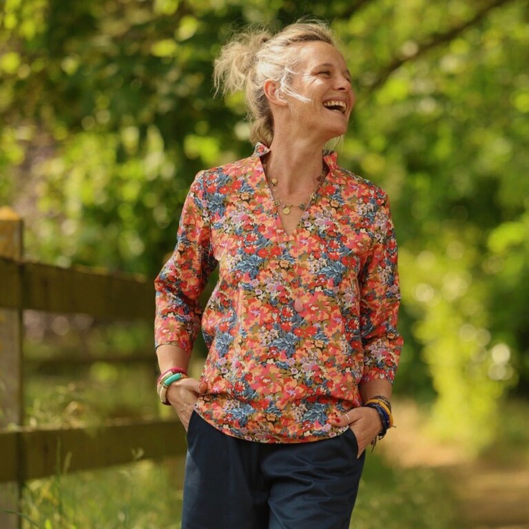 Quintessence - Blouse Madeleine – Coton Flammes Botaniques – XXL