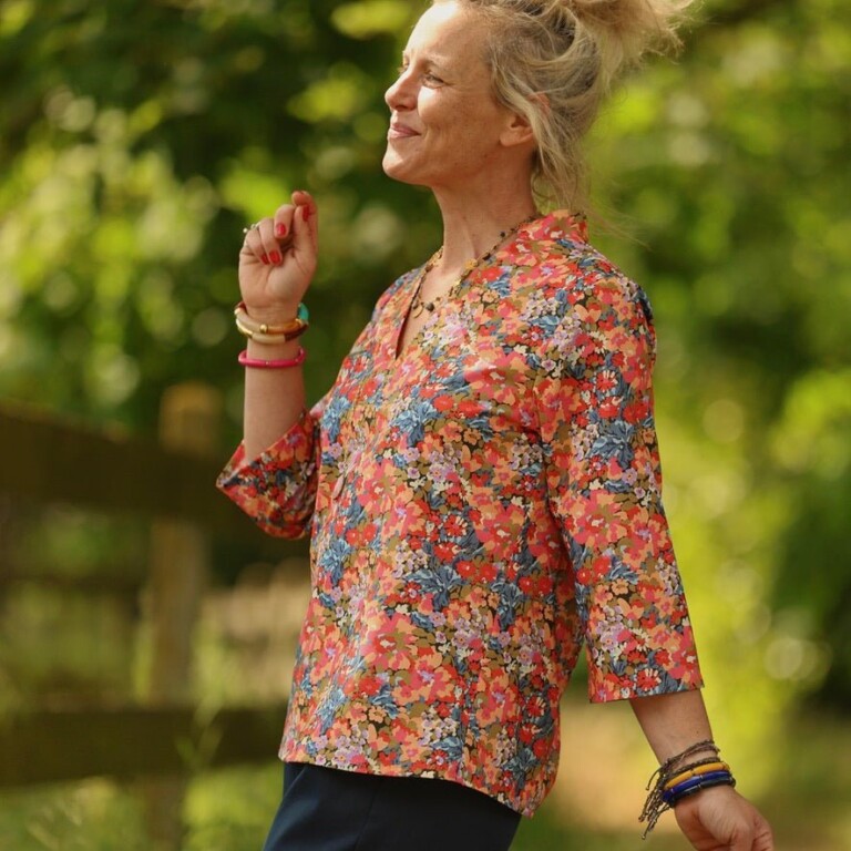 Quintessence - Blouse Madeleine – Coton Flammes Botaniques – XXL