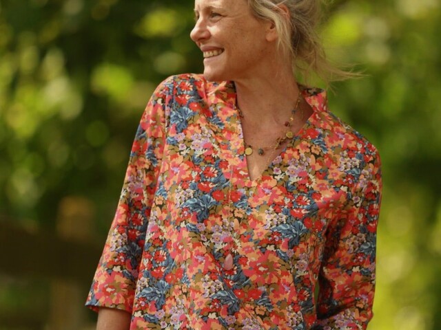 Quintessence - Blouse Madeleine – Coton Flammes Botaniques – XXL