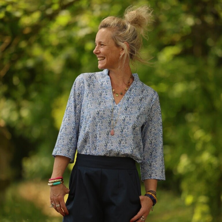 Quintessence - Blouse Madeleine – Coton Hortensia bleu – XL