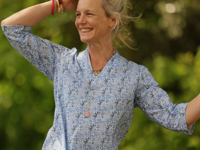 blouse madeleine coton hortensia bleu 3477948 Quintessence - Blouse Madeleine – Coton Hortensia bleu – XL