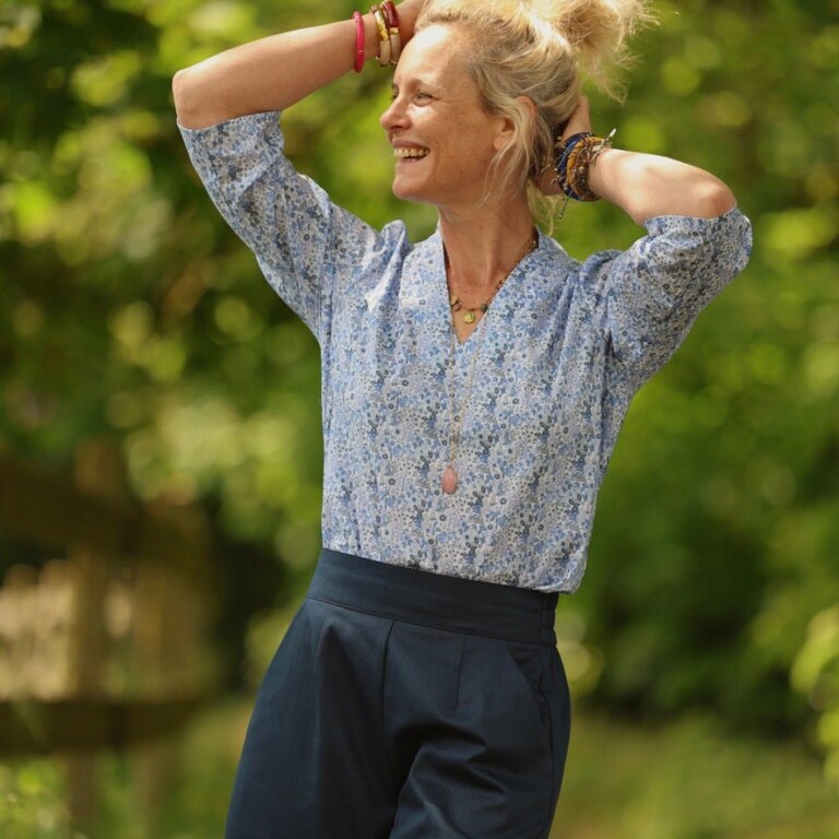 Quintessence - Blouse Madeleine – Coton Hortensia bleu – XL