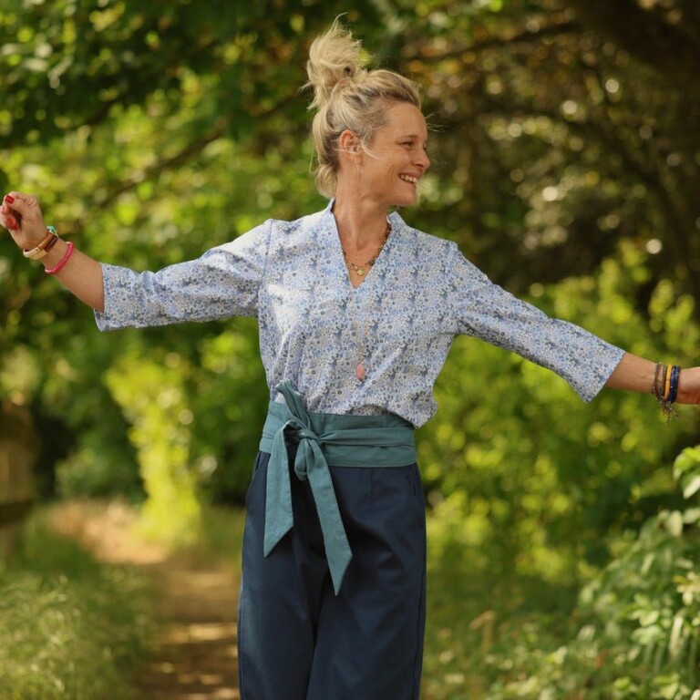 Quintessence - Blouse Madeleine – Coton Hortensia bleu – XL