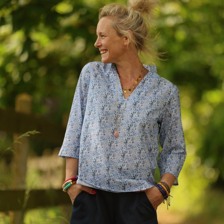 Quintessence - Blouse Madeleine – Coton Hortensia bleu – XL