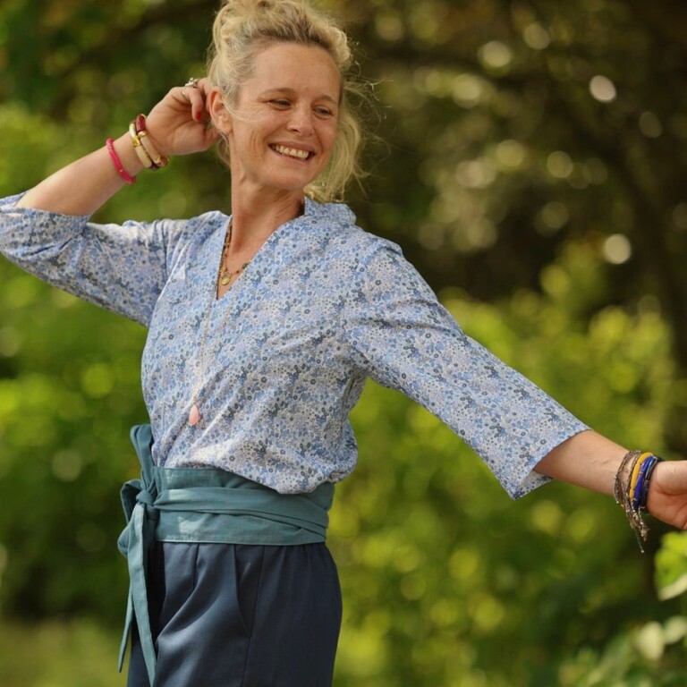 Quintessence - Blouse Madeleine – Coton Hortensia bleu – XL