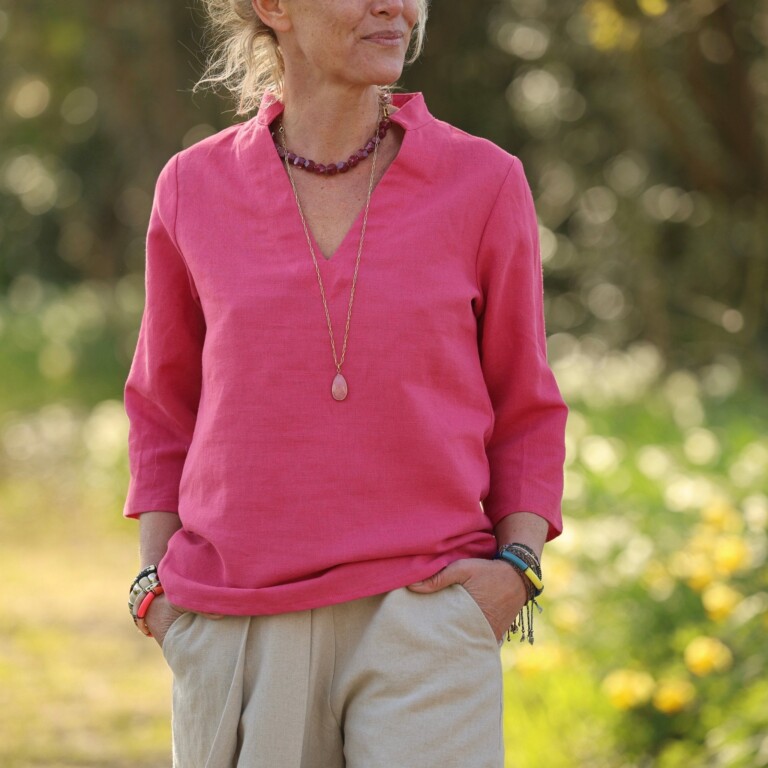 Quintessence - Blouse Madeleine – Coton/Lin Sorbet framboise – S