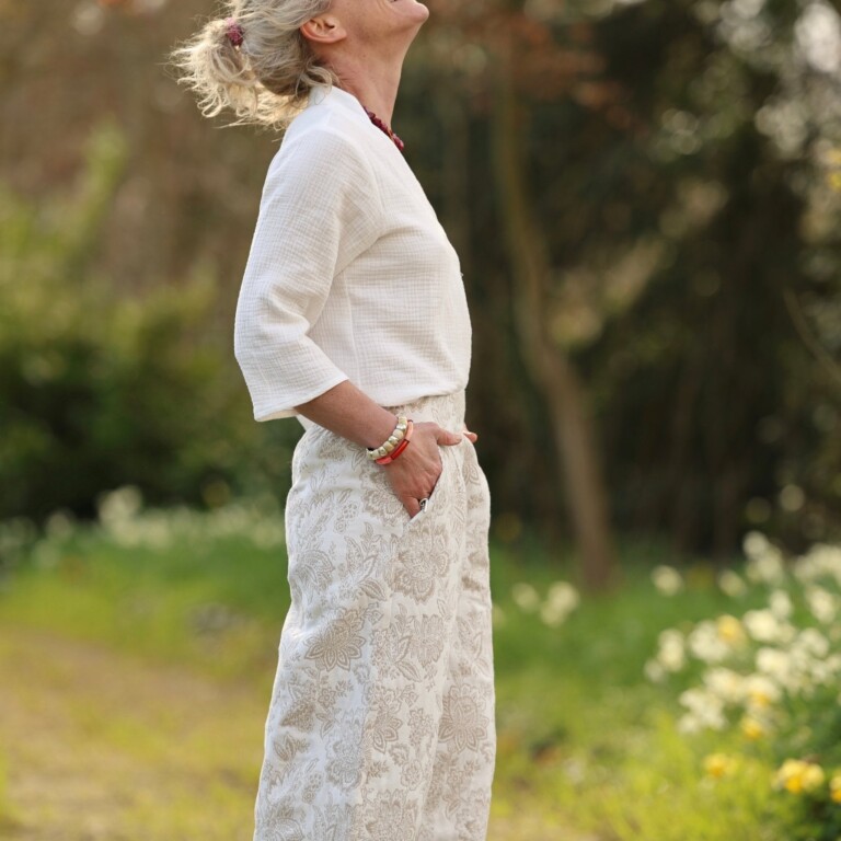 Quintessence - Blouse Madeleine – Double Gaze de Coton Blanc cassé – XXL