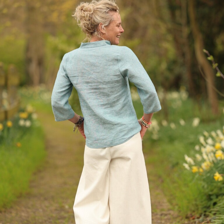 Quintessence - Blouse Madeleine – Lin Bleu Doux Chiné – L