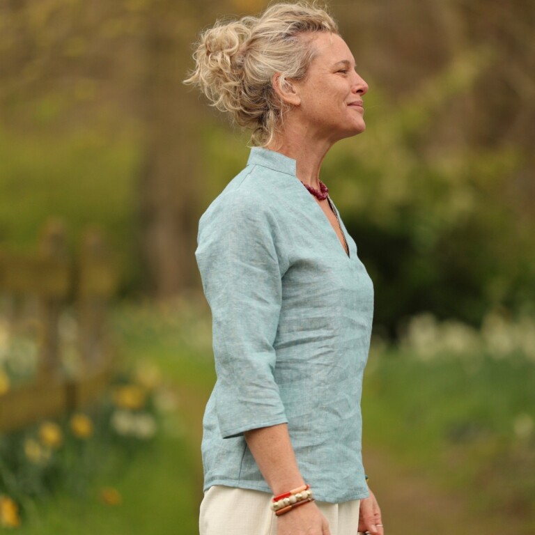 Quintessence - Blouse Madeleine – Lin Bleu Doux Chiné – L