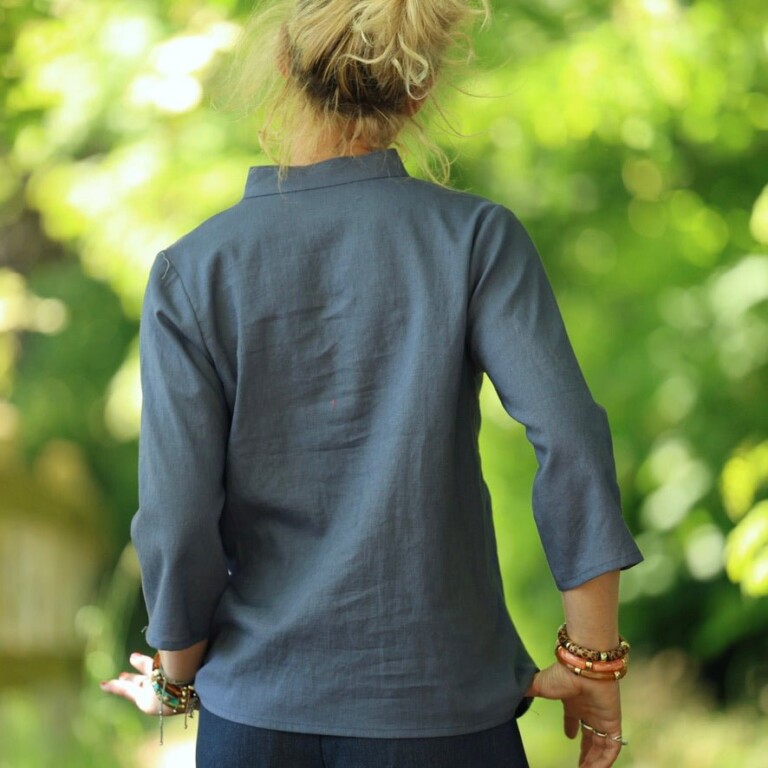 Quintessence - Blouse Madeleine – Lin bleu jean – XXL