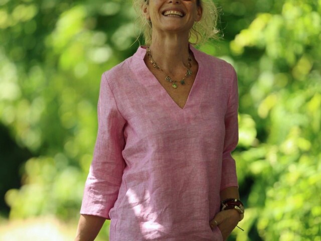 blouse madeleine lin chine rose peps 2677028 Quintessence - Blouse Madeleine – Lin chiné rose pep's – XXL