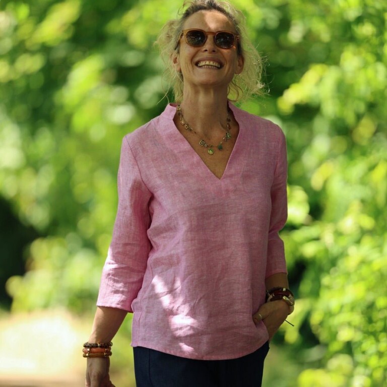 Quintessence - Blouse Madeleine – Lin chiné rose pep's – XXL