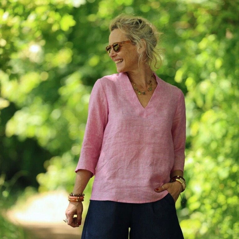 Quintessence - Blouse Madeleine – Lin chiné rose pep's – XXL