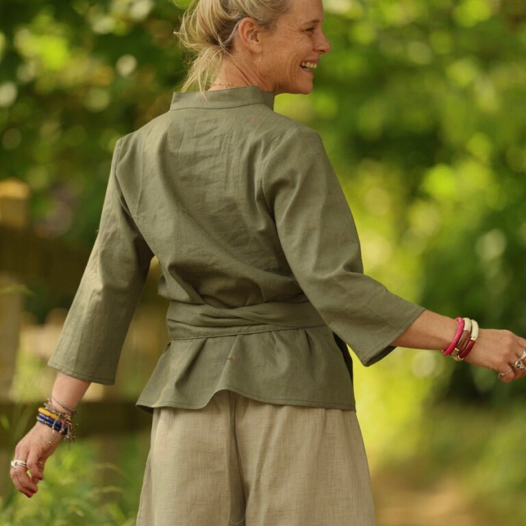Quintessence - Blouse Madeleine – Lin kaki – XXL