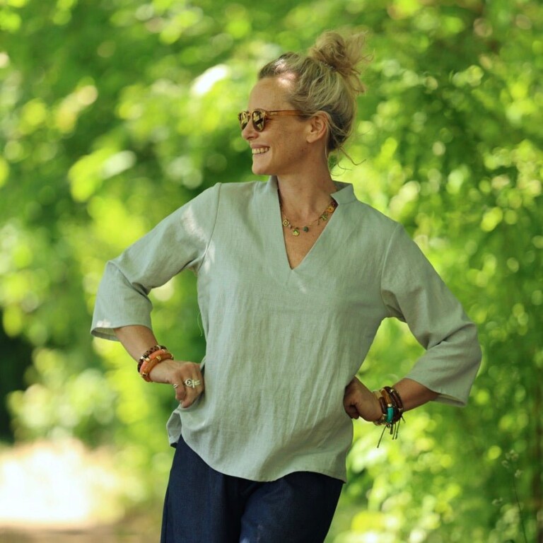 Quintessence - Blouse Madeleine – Lin vert d'eau – XXL