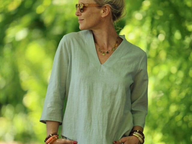 blouse madeleine lin vert deau 3689811 Quintessence - Blouse Madeleine – Lin vert d'eau – XXL