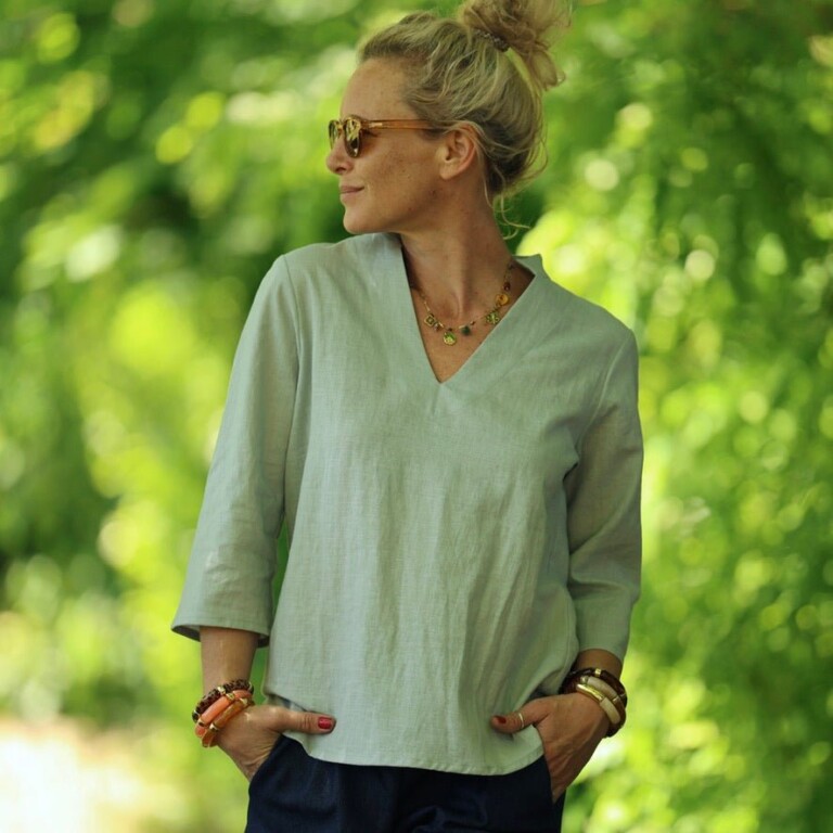 Quintessence - Blouse Madeleine – Lin vert d'eau – XXL