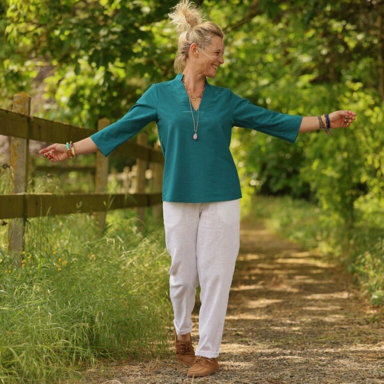 Quintessence - Blouse Madeleine – Seersucker de coton canard – XXL