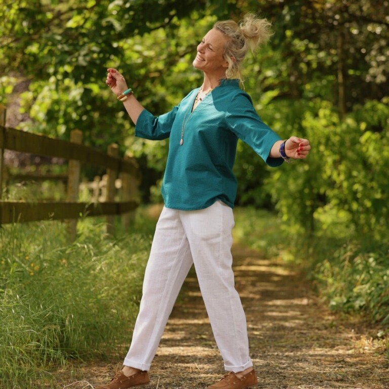 Quintessence - Blouse Madeleine – Seersucker de coton canard – XXL