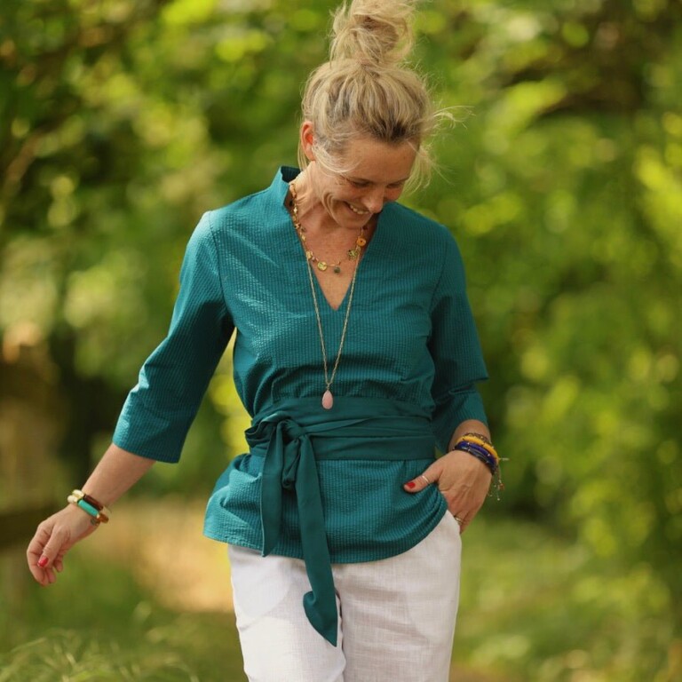 Quintessence - Blouse Madeleine – Seersucker de coton canard – XXL