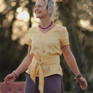 Quintessence - Blouse Nila  Lin chiné jaune doux