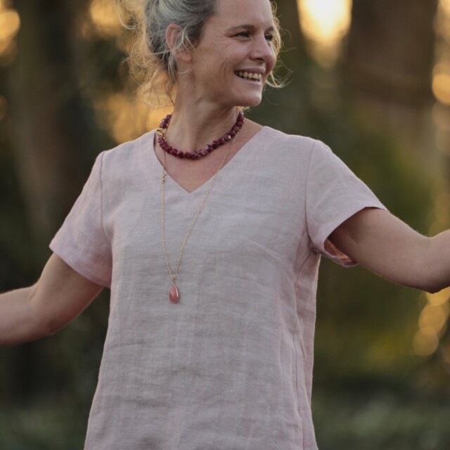 Meta SS25 - Blouse Nila - Lin chiné rose doux – S