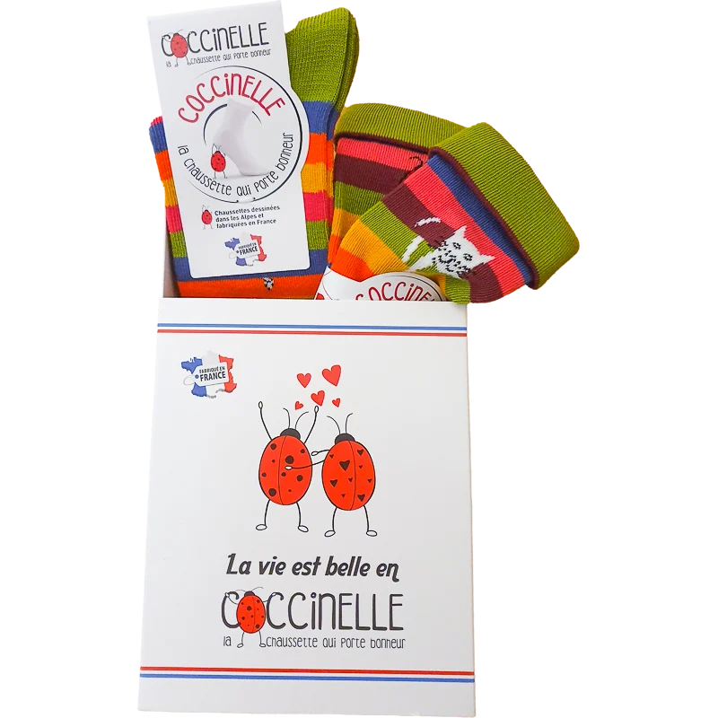 boite cadeau 3 Chaussettes Coccinelle - Boite cadeau