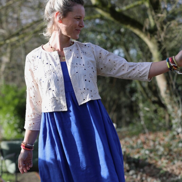 bolero ange coton brode ajoure ficelle 1482856 Meta SS25 - Boléro Ange - coton brodé ajouré ficelle – S