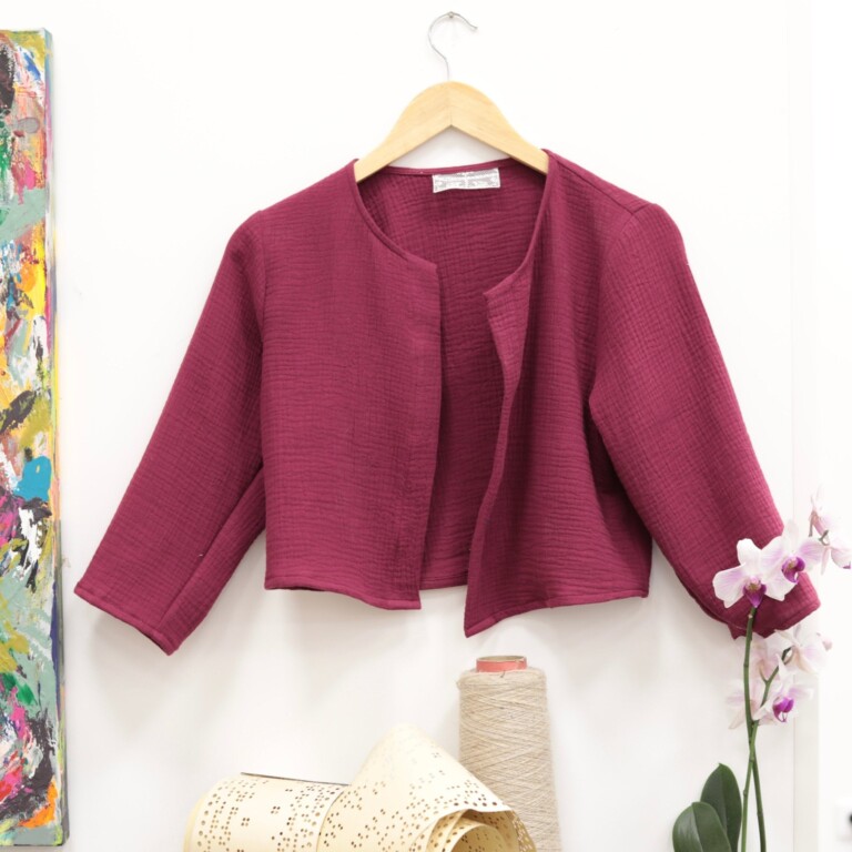 Meta SS25 - Boléro Ange - Double gaze de coton cerise noire – M