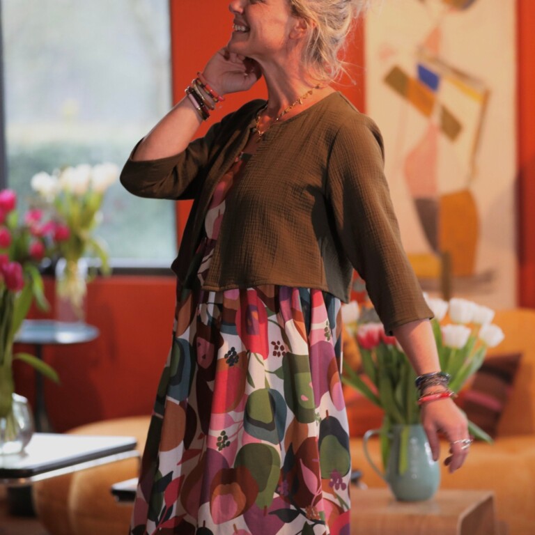 Meta SS25 - Boléro Ange - Double gaze de coton kaki – XXL