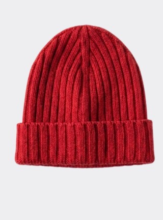MAISON SOLFIN - Bonnet femme en laine mérinos rouge indien