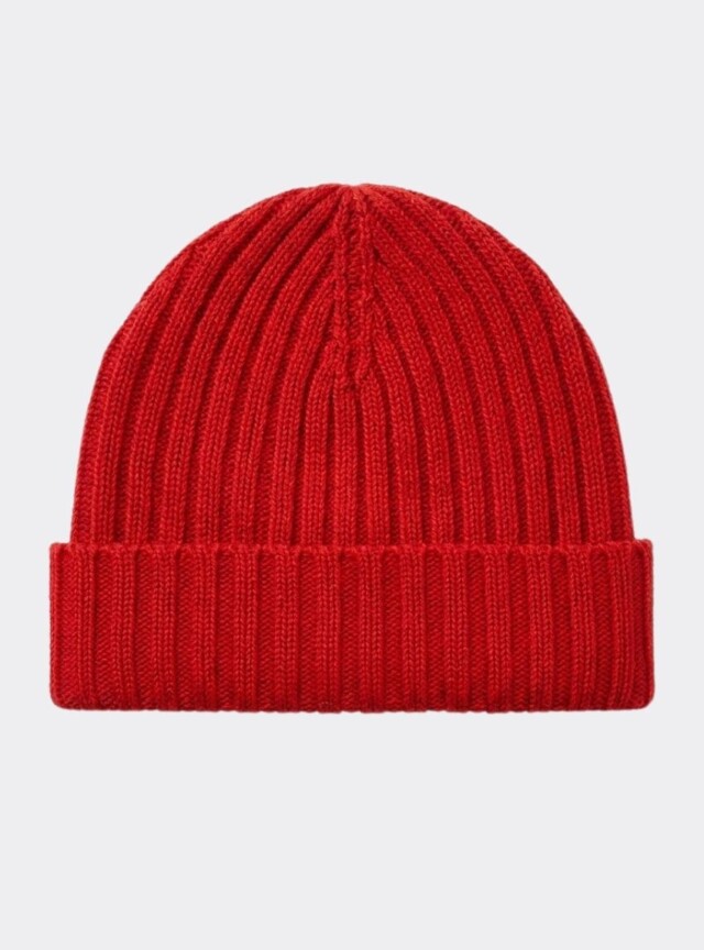Bonnet femme en laine mérinos rouge par la marque MAISON SOLFIN MAISON SOLFIN - Bonnet femme en laine mérinos rouge
