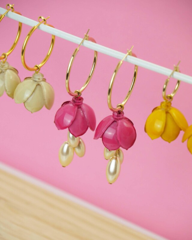 Ciléa Paris - Créoles Cécile avec perles – Blush / Grande argent
