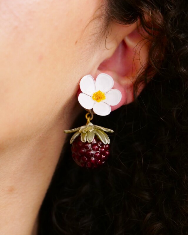 Ciléa Paris - Boucle d'oreille Framboise Botanica – Fleur / Dormeuse (Oreilles percées)