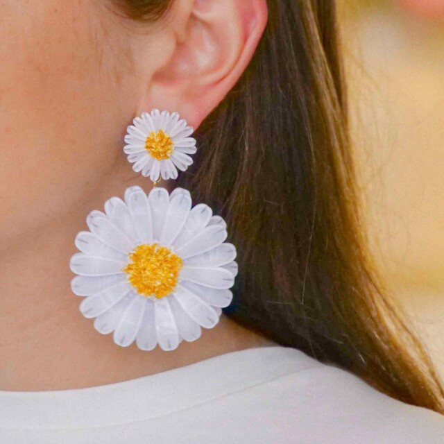 Ciléa Paris - Boucle d'oreille pendante Daisy - Maxi – Tige (Oreilles percées)