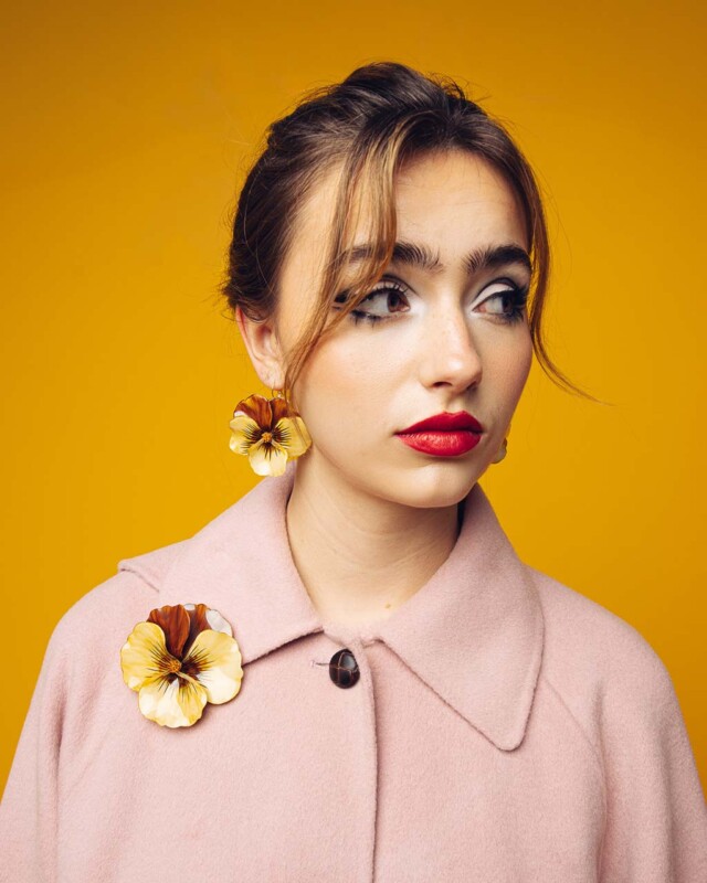 Ciléa Bijoux - Boucle d'oreille courte Pensée viola - Grand – Rouge / Clips