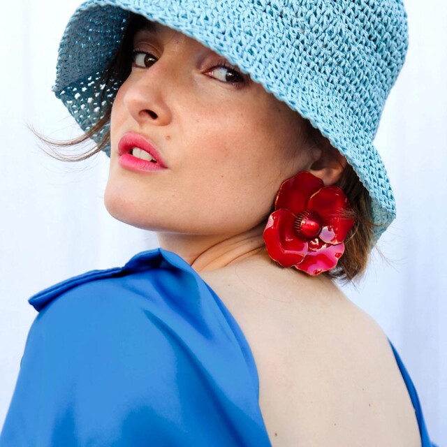 Ciléa Bijoux - Boucle d'oreille La Baule – Bleu / Clip (oreilles non percées)
