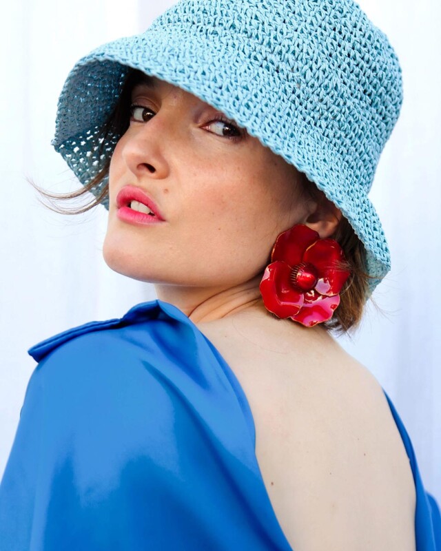 Ciléa Bijoux - Boucle d'oreille La Baule – Bleu / Clip (oreilles non percées)