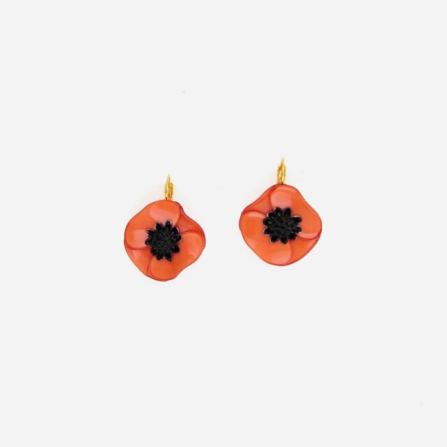 Ciléa Paris - Boucles d'oreilles courtes Anémone - Mini – Dormeuse (Oreilles percées) / Noir