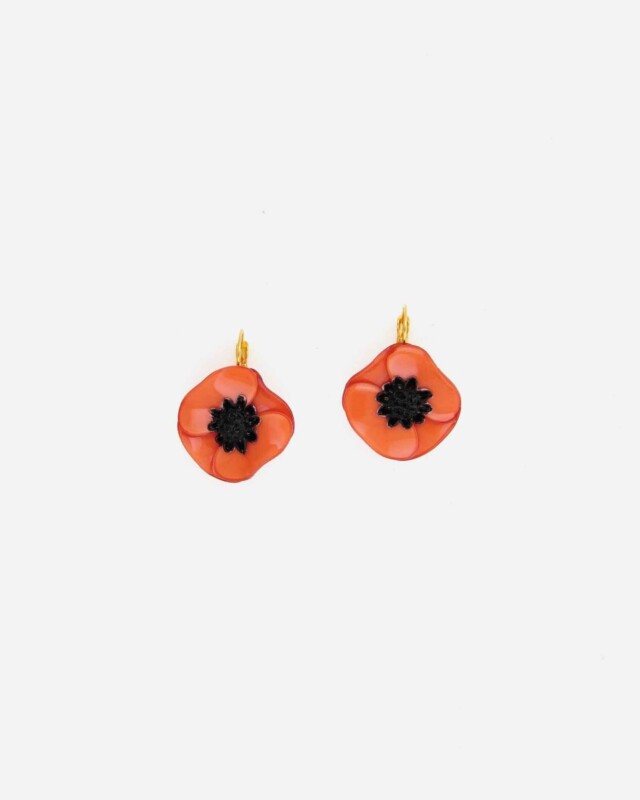 Ciléa Paris - Boucles d'oreilles courtes Anémone - Mini – Dormeuse (Oreilles percées) / Noir