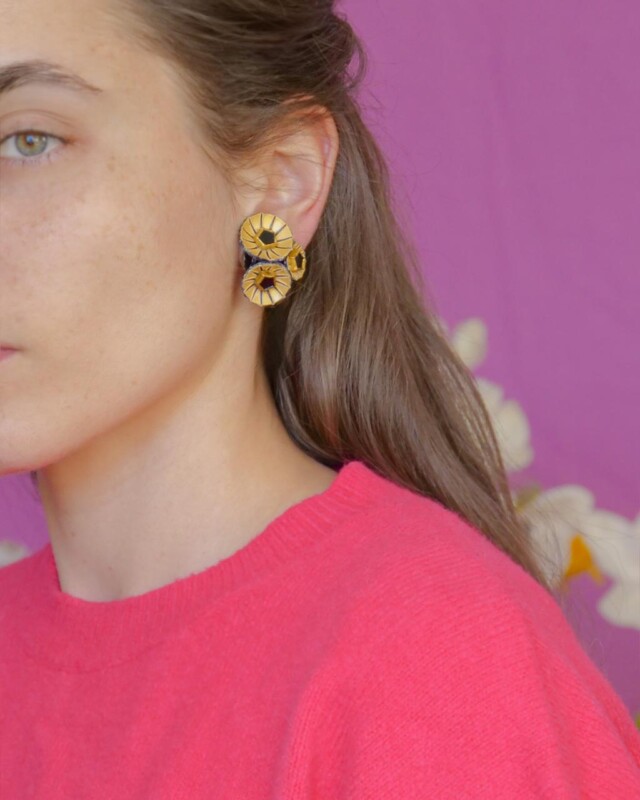 Ciléa Bijoux - Boucle d'oreille courte Kyoto - Petit – Noir / Tige (Oreilles percées)
