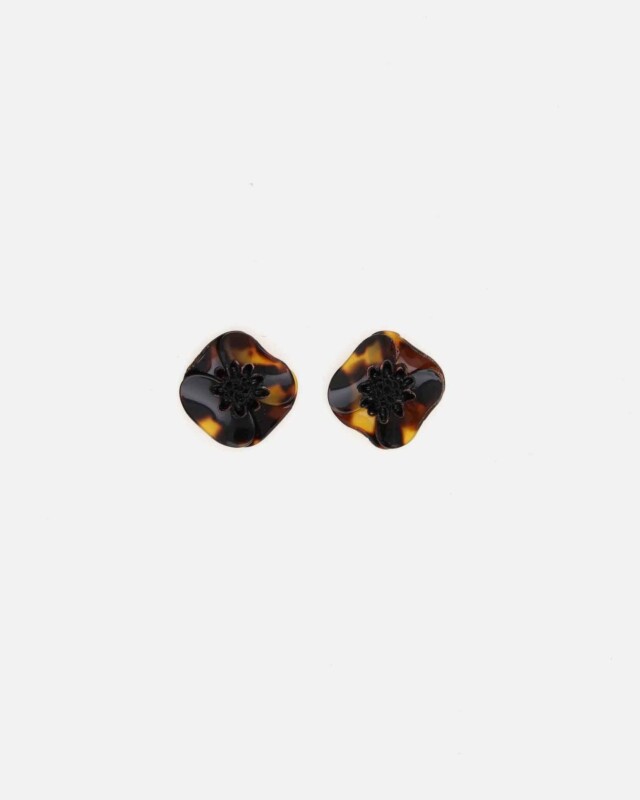 Ciléa Paris - Boucles d'oreilles courtes Anémone - Mini – Dormeuse (Oreilles percées) / Orange
