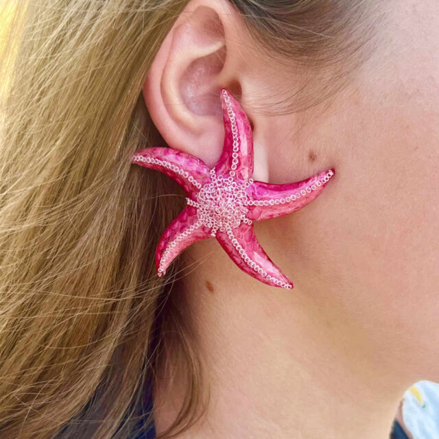 Ciléa Bijoux - Boucle d'oreille Ariel - Grand – Blanc / Clip (oreilles non percées)