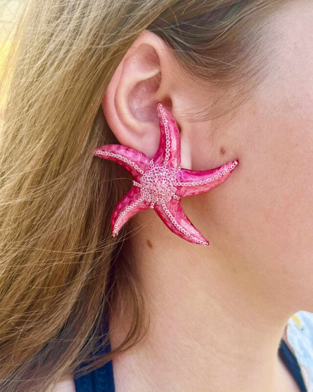 Ciléa Bijoux - Boucle d'oreille Ariel - Grand – Blanc / Clip (oreilles non percées)