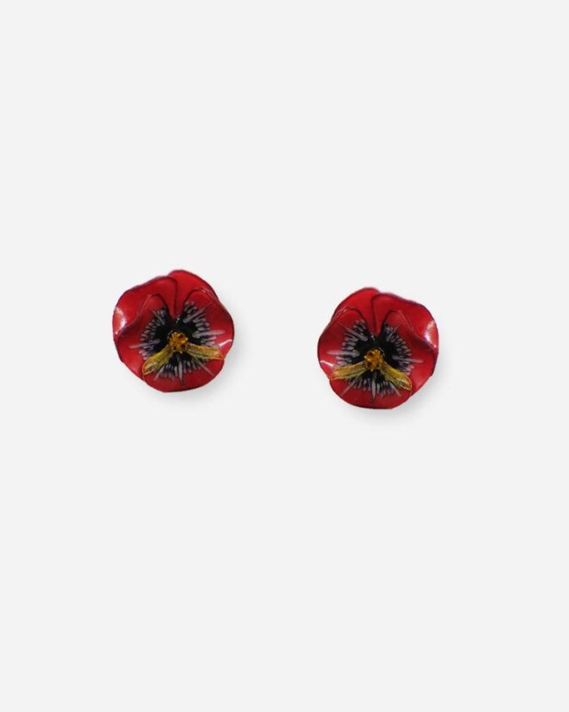 Ciléa Paris - Boucles d'oreilles Pensée - Mini – Vert / Dormeuse (Oreilles percées)