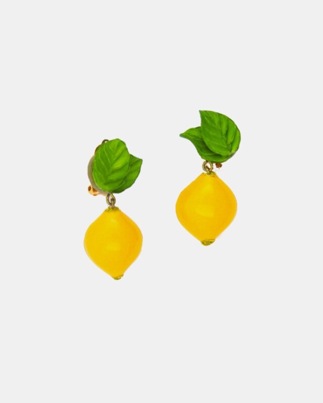 Ciléa Paris - Boucle d'oreille Citron Botanica – Fleur / Dormeuse (Oreilles percées)