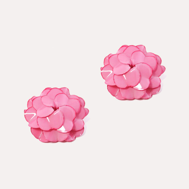 Ciléa Paris - Boucles d'oreilles Géranium - Grand – Rouge clair / Dormeuse (Oreilles percées)